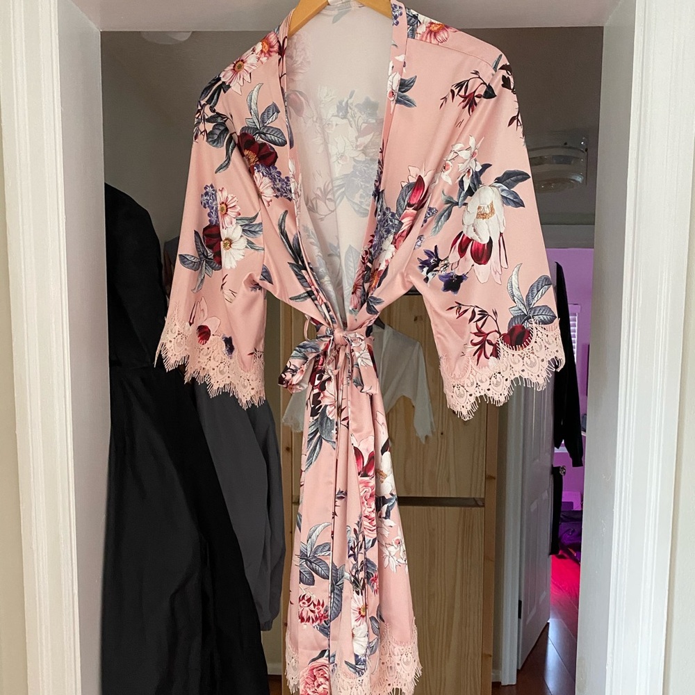 Floral silk robe.